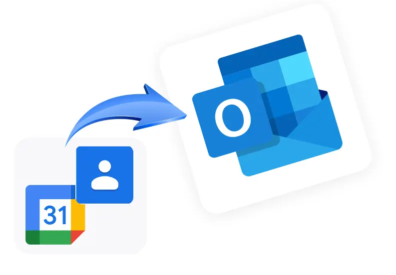 Migrate Google Calendar to Outlook and google contacts to outlook in Office 365, keeping all appointments and contacts intact.