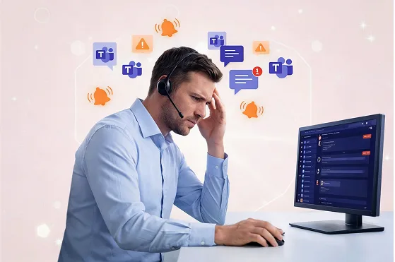 Microsoft Teams migration during active user activity showing reordered conversations and notification control during cutover