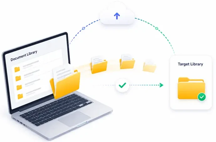 alt="Migrate SharePoint document libraries from one tenant to another using the Apps4.Pro SharePoint Migration Tool while preserving files, folders, permissions, metadata, content types, and version history.