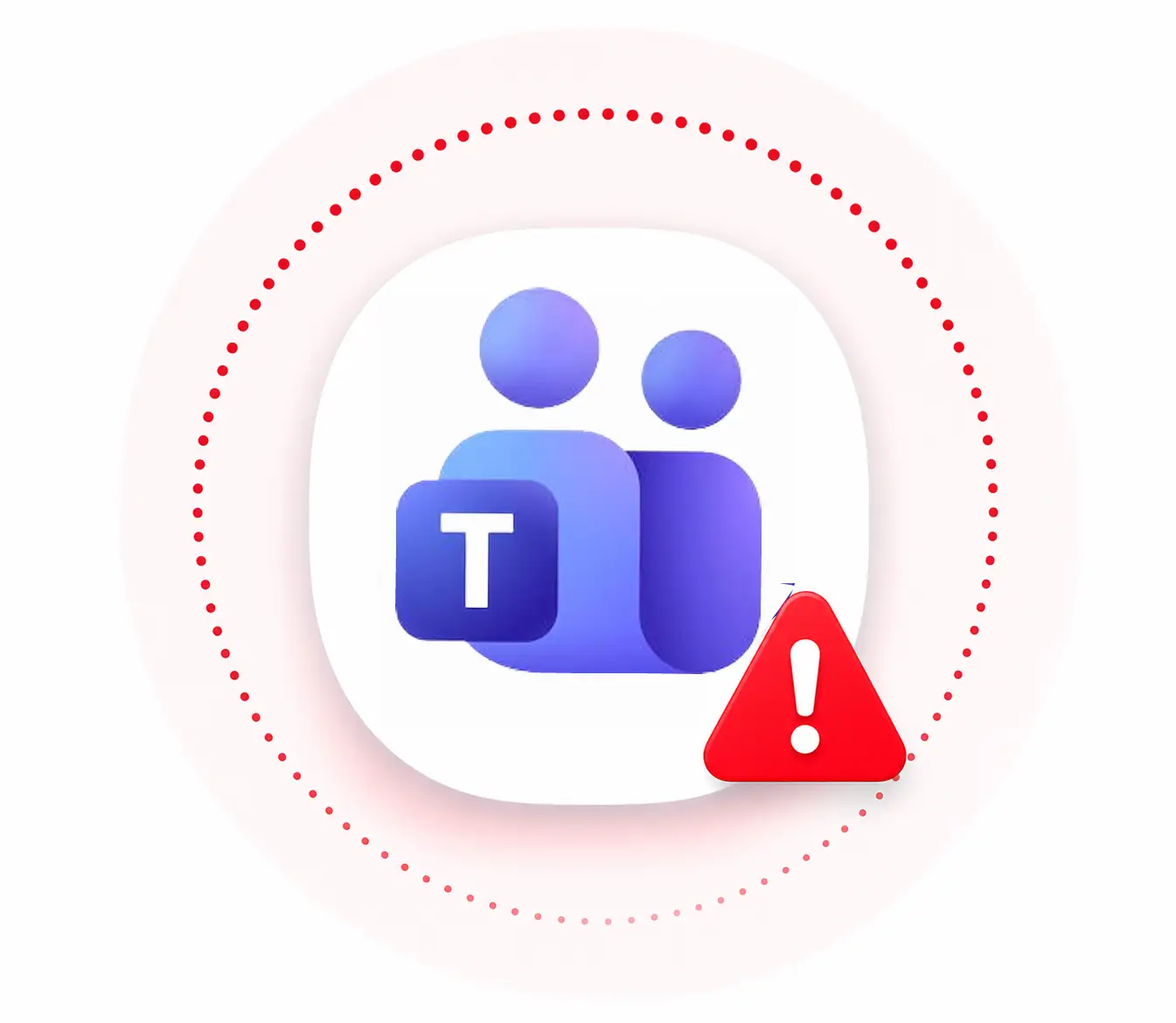 Visual showing Microsoft Teams collaboration issues with warning indicators for broken chat attachments, unavailable meeting history, and lost shared channel memberships and permissions.