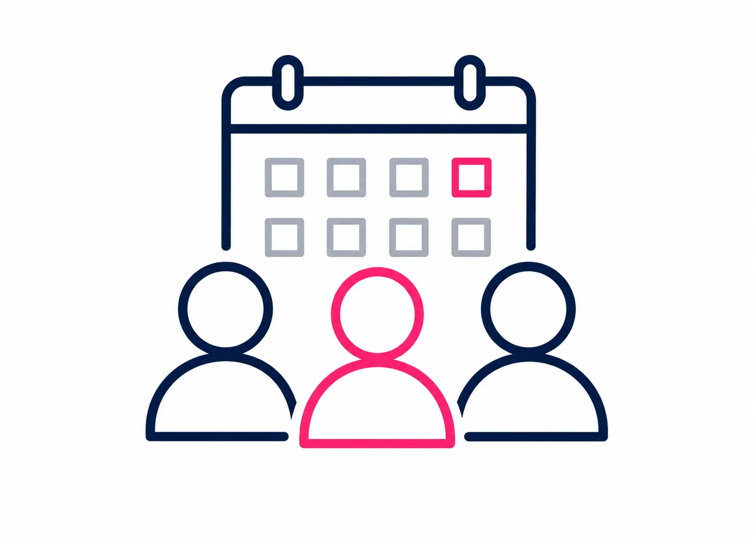 User scheduling icon representing migration planning, user coordination, and cutover scheduling.