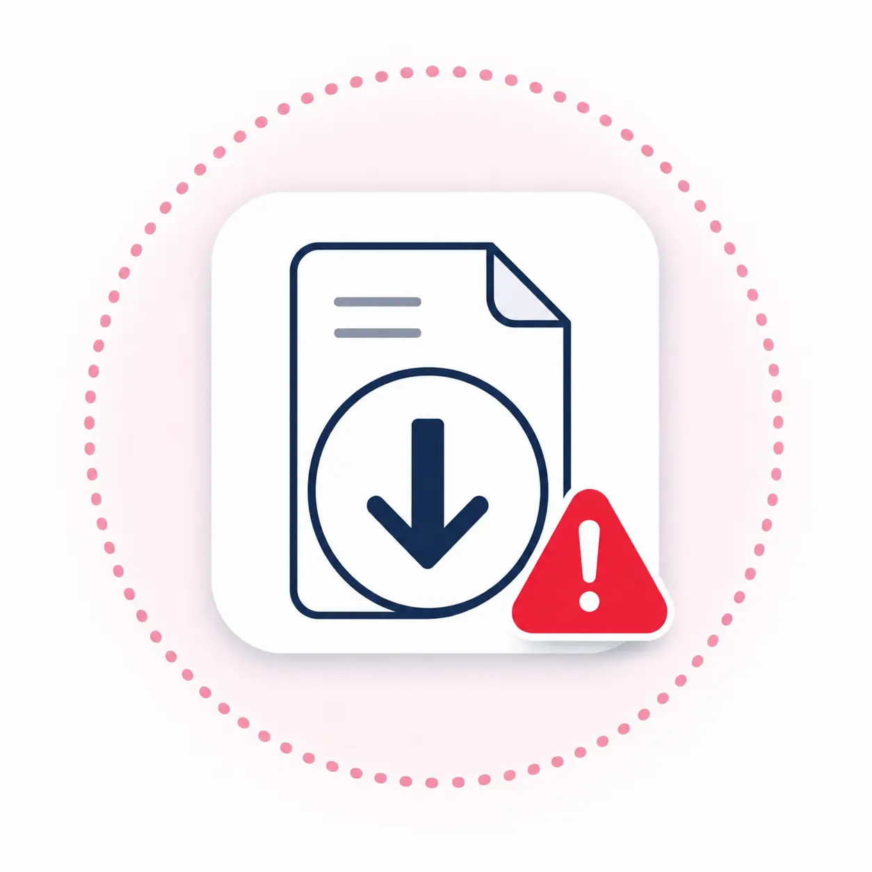 File download error warning representing data transfer and Microsoft 365 migration failures.