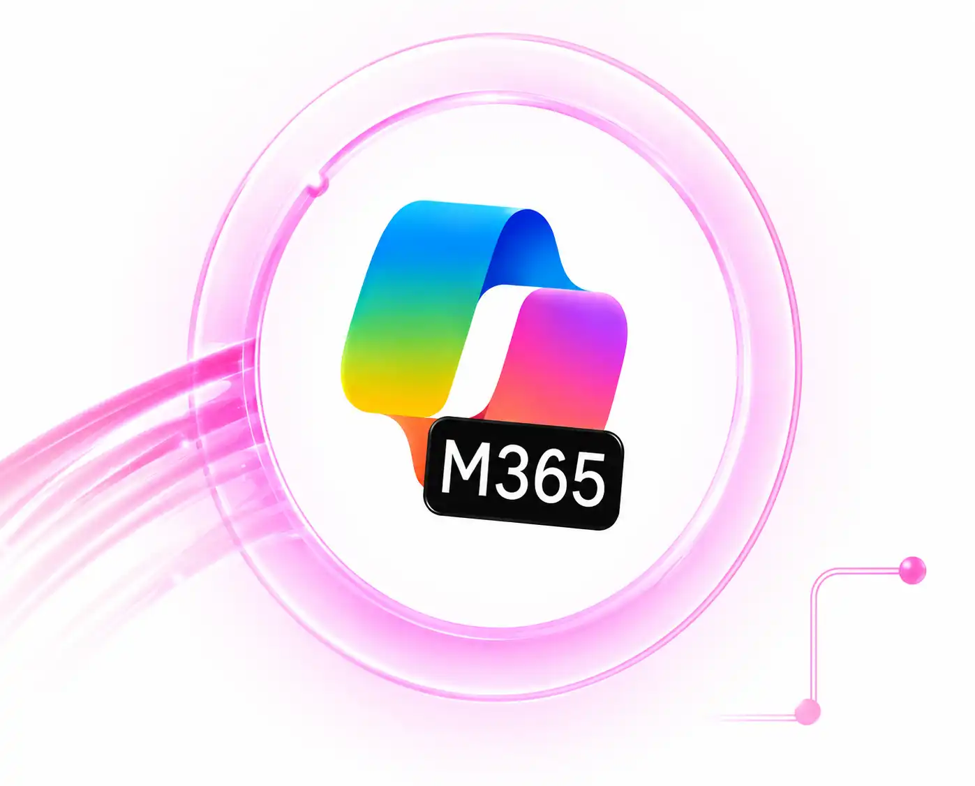 Microsoft 365 logo in a pink circular design representing Microsoft 365 migration, management, and digital transformation.
