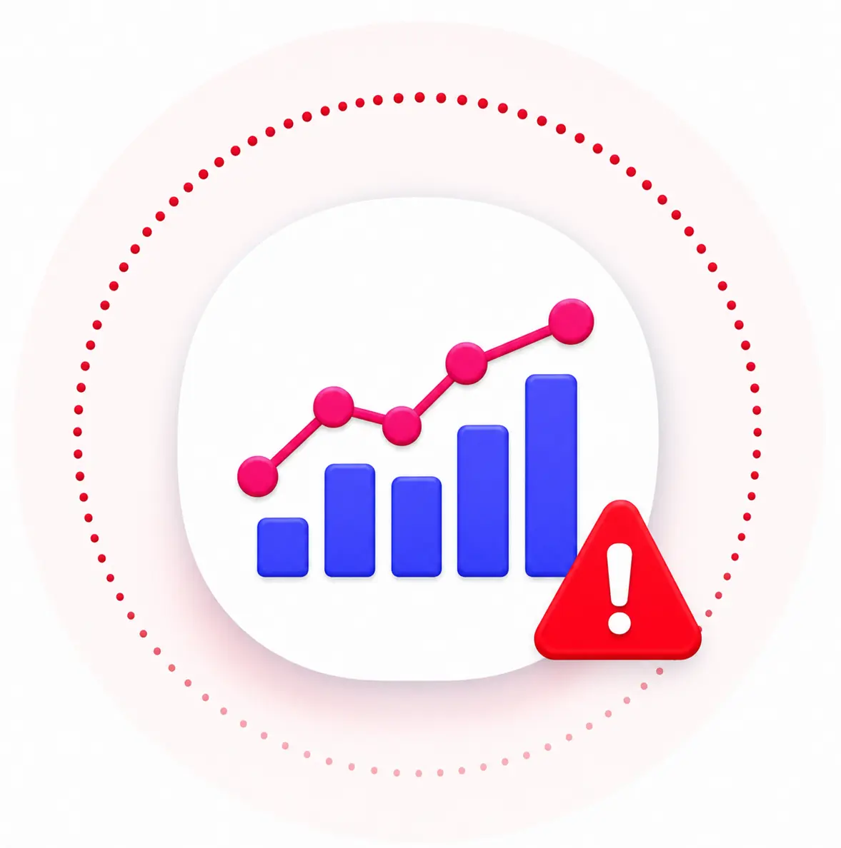 Visual showing reporting and data gaps after Microsoft 365 migration, with a broken dashboard, refresh warning, and missing data indicators representing reports that no longer refresh, incomplete migration data, and lost business insights.