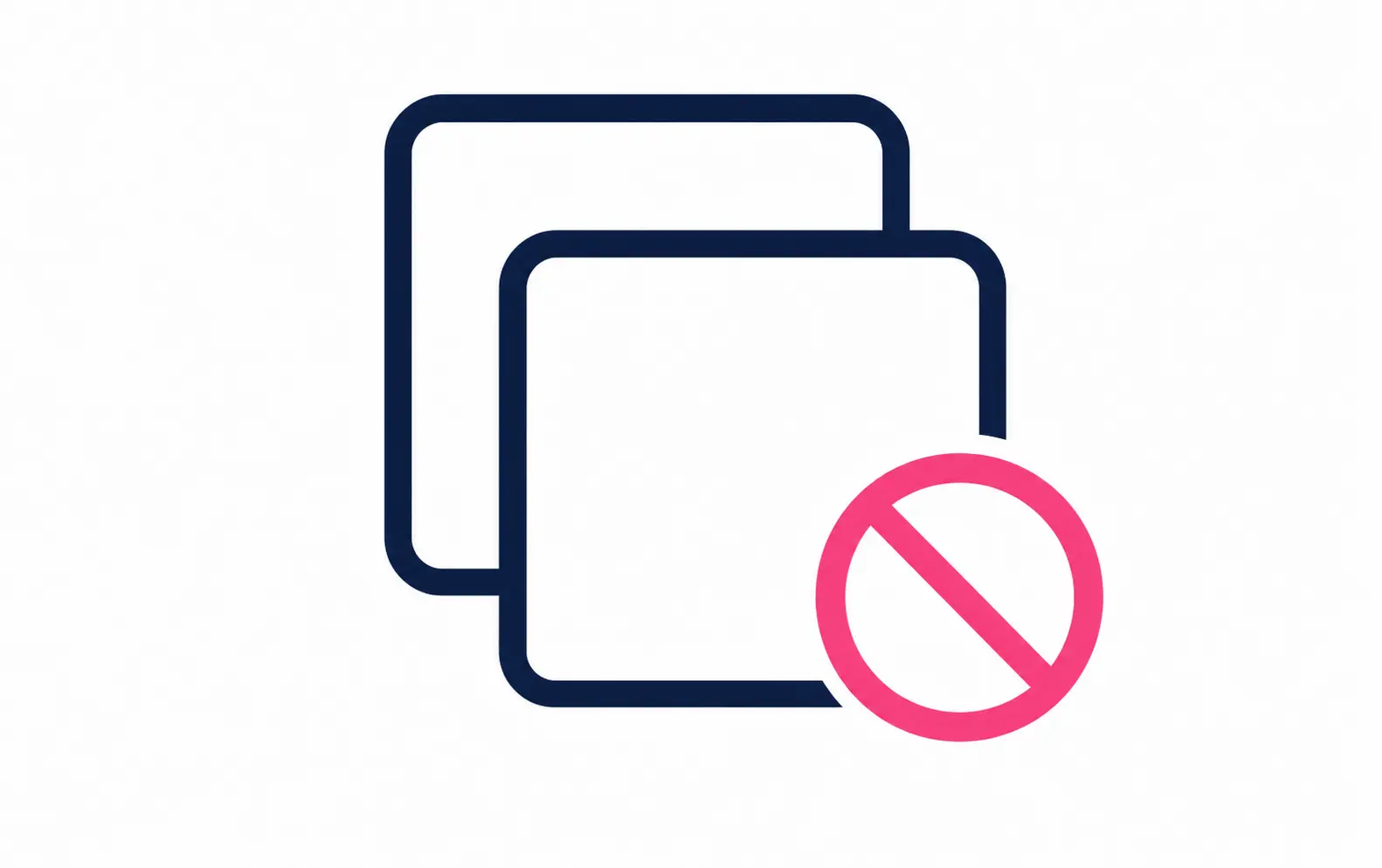 Unsupported duplicate window icon representing migration limitations and unavailable transfer capabilities.