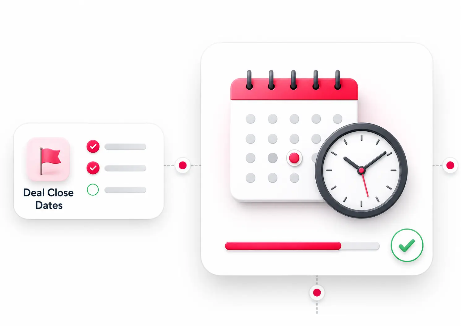 Visual showing a migration deadline timeline with calendar and clock elements, representing deal close dates, TSA deadlines, and the need to maintain business continuity during Microsoft 365 migration.